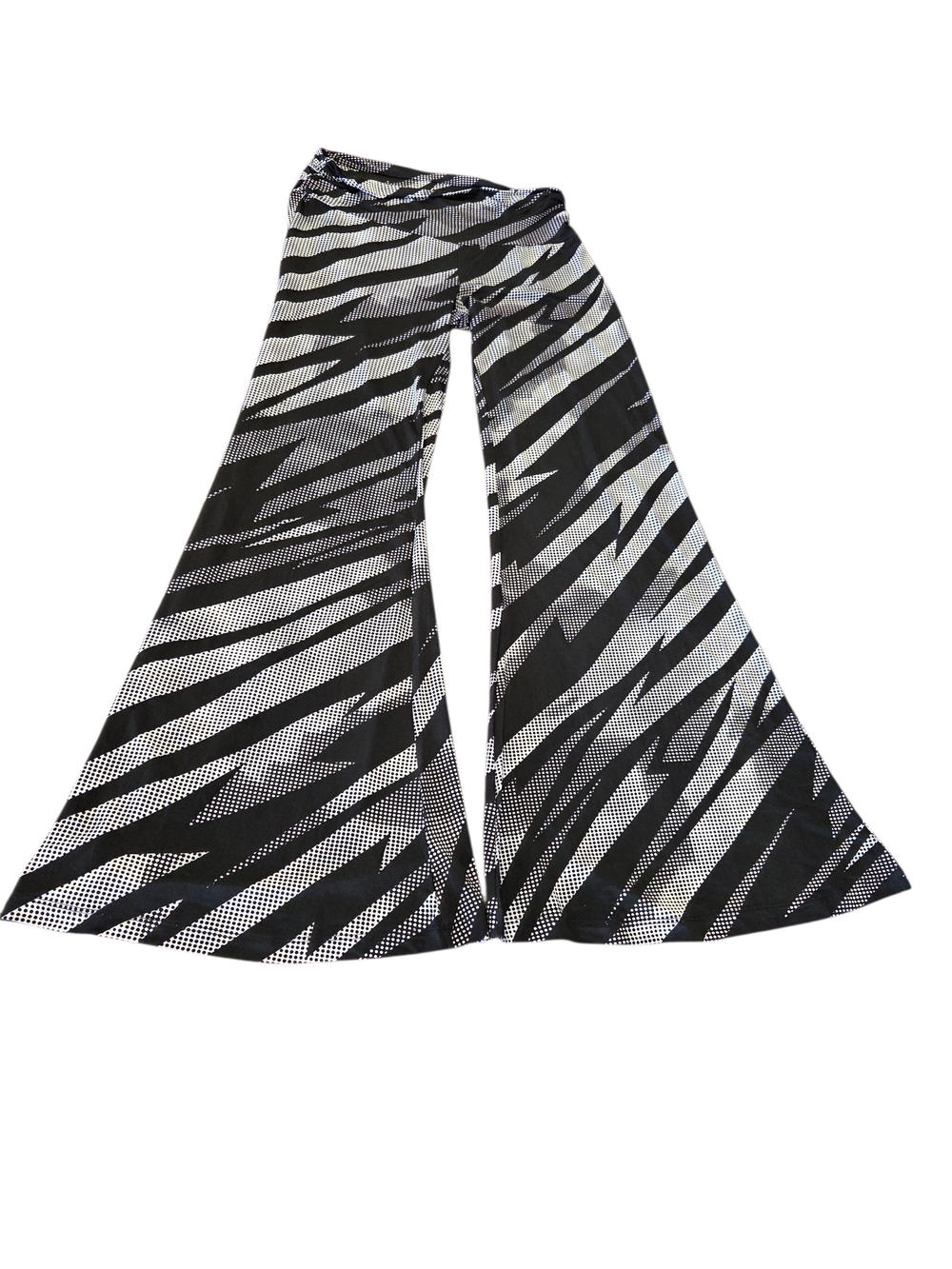 Black & White Striped & Dotted Wide-Leg Pants